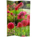 6 Feet Tall Floral Double Sided Room Divider in Pink and Purple Flowers