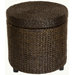 Rush Grass Storage Footstool in Red Brown