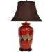 Crowned Cranes Vase Lamp in Antique Red