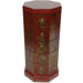 Hexagonal Chest with 5 Drawers in Red Lacquer