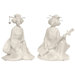 Seated Musical Geisha Statue in White (Set of 2)