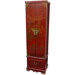 Tall Floor Jewelry Armoire in Antique Red Lacquer