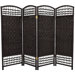 Fiber Weave 4 Panel Room Divider in Dyed Black