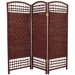 Fiber Weave 3 Panel Room Divider in Dyed Dark Red