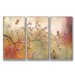 Pink Blossoms and Butterflies Triptych Wall Art