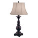 Table Lamp with Cream Linen Sewn Shade in Rustic Black