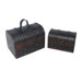 Traveler Jewelry Box with Leather Design in Distressed Mahogany and Black (Set of 2)