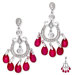 Simulated Ruby Briolette Diamond Chandelier Earrings