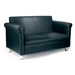 Zweisitzer-Sofa aus italienischem Leder in schwarz