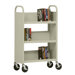 27" W Single Sided Sloped-Shelf Mobile Book Truck in Putty