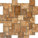 Tumbled Travertine Mini Versailles Mosaic in Golden Sienna