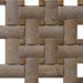 Noce Tumbled Travertine Pillowed Basketweave Mosaic in Brown