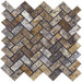 Scabos Tumbled Travertine Herringbone Mosaic in Multi