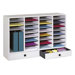 Large Wood Adjustable-Compartment Literature Organizer with Drawers