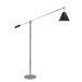 Unoluci One Light Floor Lamp with Black Steel Shade in Polished Chrome