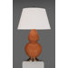 Double Gourd Table Lamp in Pumpkin Glazed Ceramic with Antique Natural Brass Base & Peal Dupioni Fabric Shade