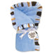Max Velour Baby Blanket in Blue with Striped Trim