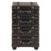 Urban Trends Wood Leather Side Chest with Dark Brown Tone