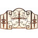 Toscana Leaves and Flower Design 3 Panel Metal Fireplace Screen