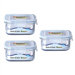 Go Green Glasslock 3-Piece 17-oz.. Square Food Storage Container Set