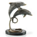 Double Dolphins on Marble Base Statue