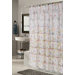 Carmen Butterfly Print Crushed Voile Ruffle Tier Fabric Shower Curtain