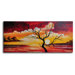 Hand Painted "Tree Silhouette Against Sun" Canvas Wall Art - 16" x 36"