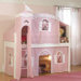 Cottage Twin Low Loft Tent Bed with Tent and Built-In Ladder