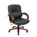 Leather Office Chair with Wood Base