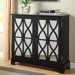 Console Cabinet with Mirrored Glass Doors in Black