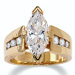 18k Gold/Silver Marquise-Cut and Round Cubic Zirconia Ring