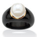 Gold Jade and Freshwater Pearl Ring