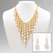 14k Gold Plated Simulated Necklace and Pierced Earrings Set