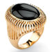 Gold Plated Oval Shaped Onyx Ring