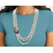 Silvertone Cultured Freshwater Pearl and Black Mother-of-Pearl Necklace