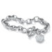 Platinum Plated Diamond Accent Heart Charm Bracelet