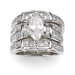 Silvertone Marquise and Round Cubic Zirconia Ring Set