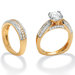 Round Cubic Zirconia Squared Wedding Ring Set