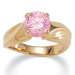 14K Gold Round Pink Ice Cubic Zirconia Ring