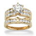 Cubic Zirconia Channel Wedding Ring Set