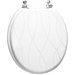 Engraved Wood Toilet Seat Criss Cross Design in White