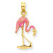 14k Enameled Flamingo Pendant- Measures 24.6x11.3mm