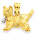 14k Two-Tone Polished 3-Dimensional Cat with Bell Pendant