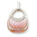 14k White Gold Diamond Pink Mother of Pearl Purse Pendant