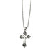 Stainless Steel Black Enamel and Diamond Cross Pendant24 in. Necklace - 24 Inch