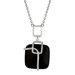 Sterling Silver and Gems Rhodium Plated Necklace With Square Onyx + Togg - 18 Inch