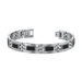 Modern Style Mens Stainless Steel Bracelet with Black Carbon Fiber Highlights