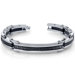 Urban Sophistication Mens Black and Silver-Tone Stainless Steel Greek Key Link Bracelet