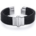 Mens Rivet accent Black Woven Leather Bracelet