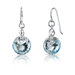 Spherical Cut 10 Carats Sky Blue Topaz Fishhook Earrings in Sterling Silver